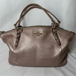 Coach Metallic Blush Pink Pebbled Leather Shoulder Bag